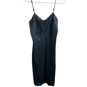 Penney’s Adonna Vintage Black Midi Slip Dress Size 38 Lace Detailing